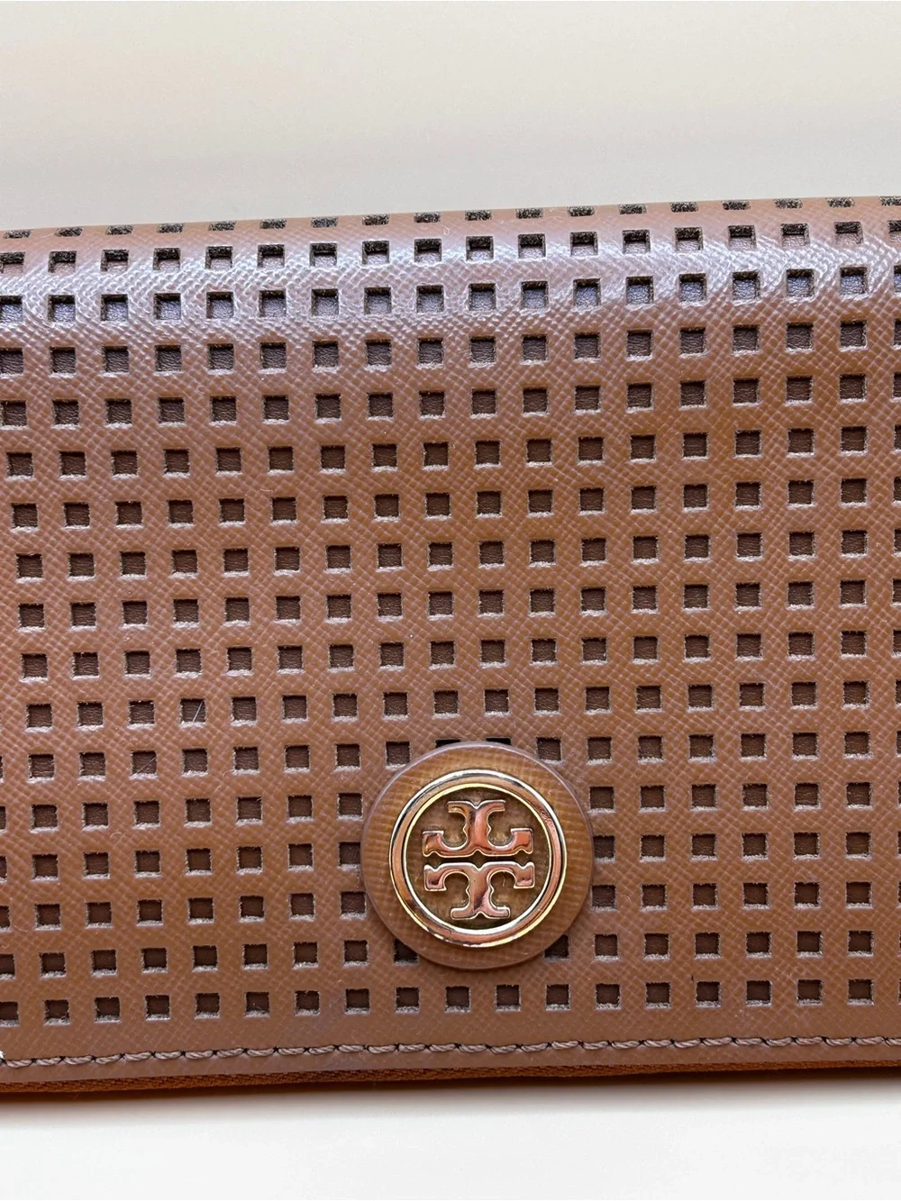 Tory Burch Perforated Zip-Around Full Size Wallet in Cognac Leather VGC